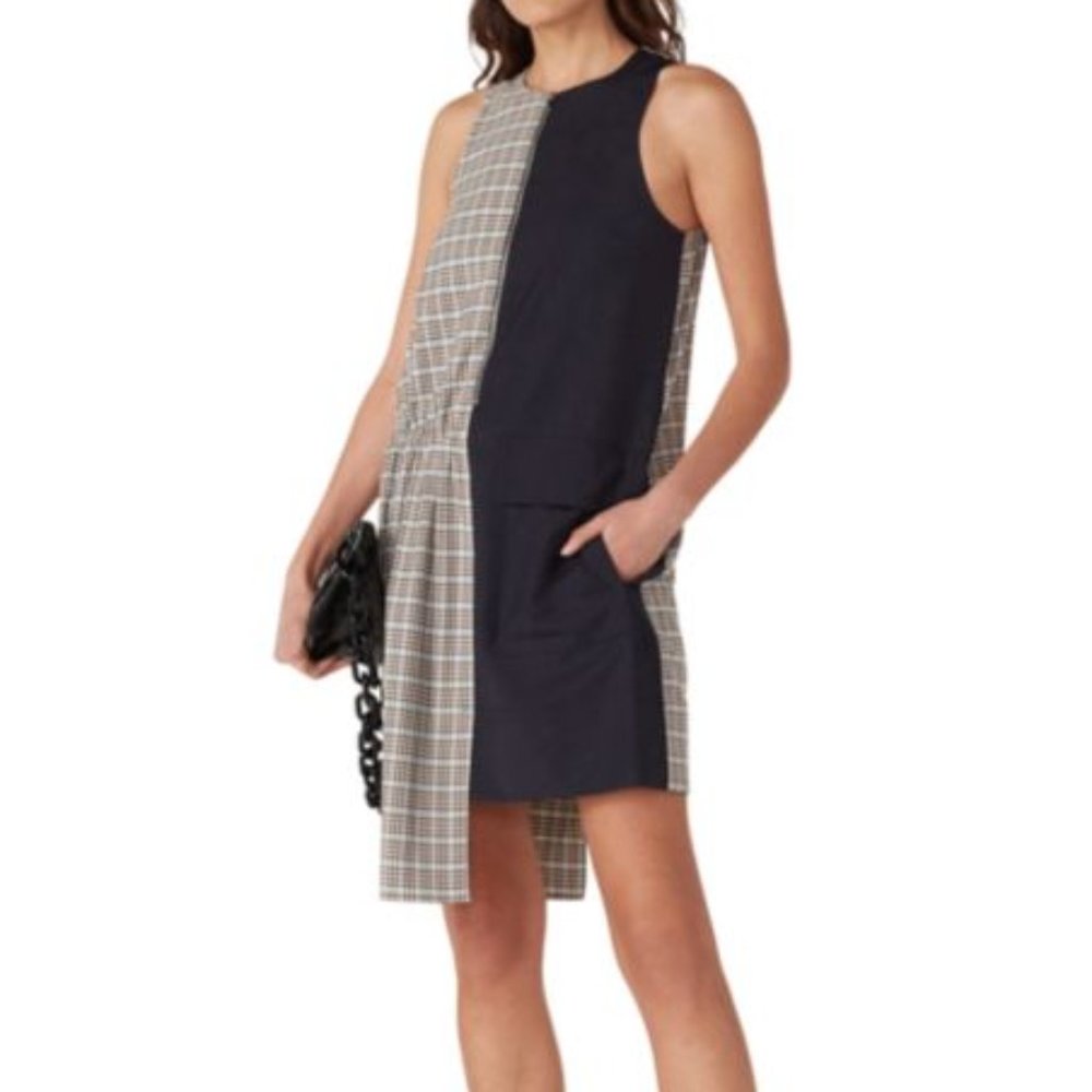 Tibi Sana Check Colorblock Dress